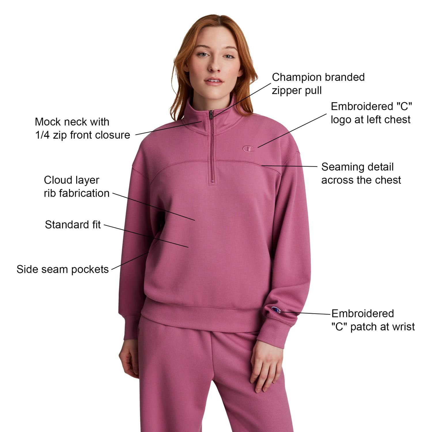 Champion Women's Air Layer Ribbed Quarter-Zip Pullover - Samsclub.com