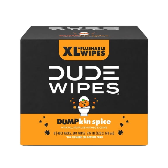 DUDE Wipes XL Flushable Wipes, Dumpkin Spice, 8 ct., 384 wipes