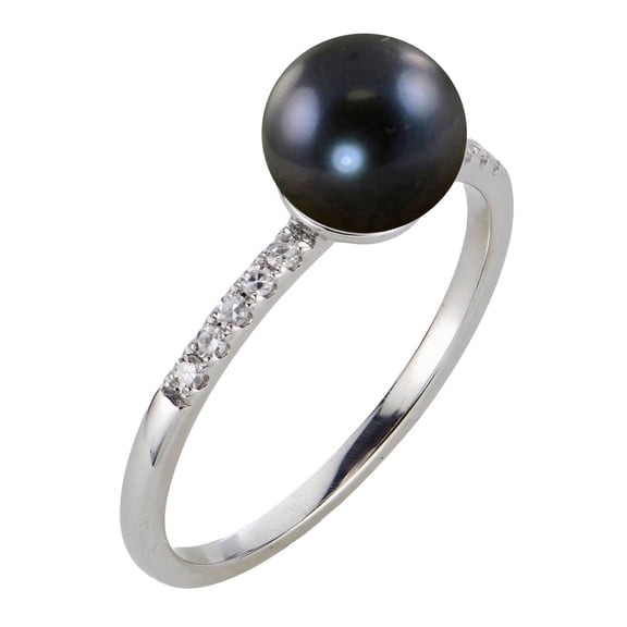 Cultured Freshwater Pearl and 0.08 CT.T.W. Diamond Ring in 14K Gold