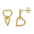 thumbnail image 2 of Diamond Cut Heart Dangling Earrings in 14K Yellow Gold, 2 of 6