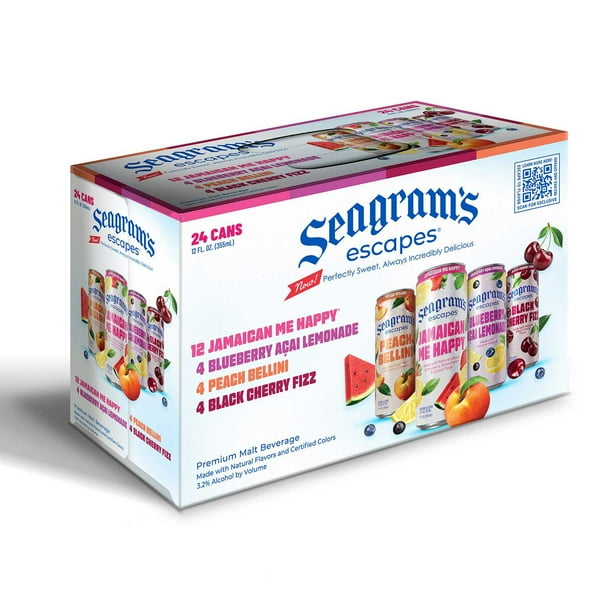 Seagram's Escapes Ready To Drink Variety Pack, 12 can, 24