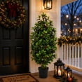 thumbnail image 4 of Artificial 4' Holly Berry Cone Shaped Topiary in Black Grower's Pot, 4 of 6