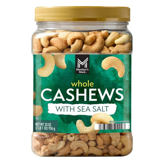 Member's Mark Roasted Whole Cashews with Sea Salt, 33 oz.