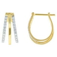 thumbnail image 3 of 0.45 CT. T.W. Round Cut Three Row Diamond Hoop Earrings in 14K Gold, 3 of 6