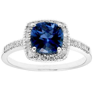 Cushion Cut Gemstone & 0.18 CT.T.W. Halo Diamond Ring in 14K Gold