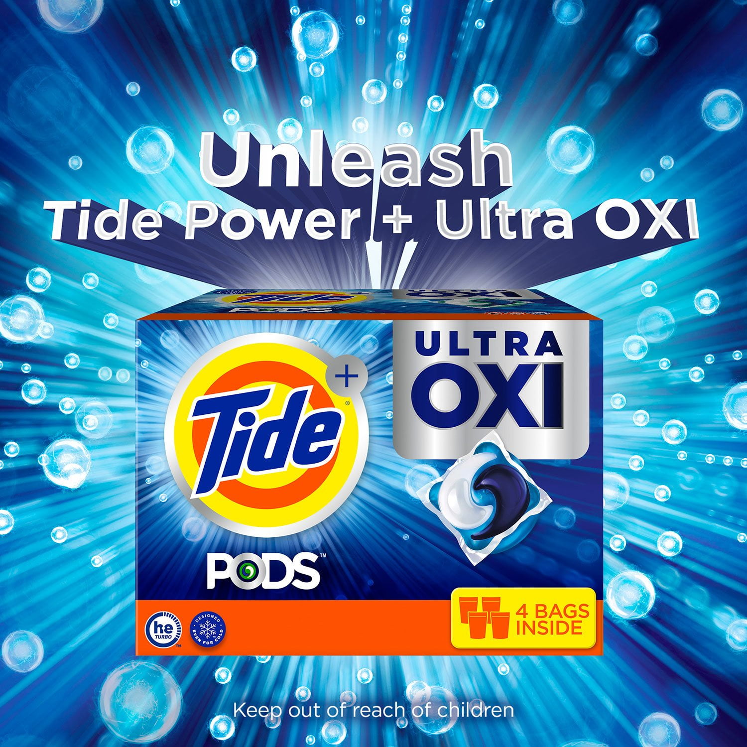 Tide PODS Laundry Detergent Pacs, 4-in-1 Ultra Oxi, 104 ct. - Thumbnail 2