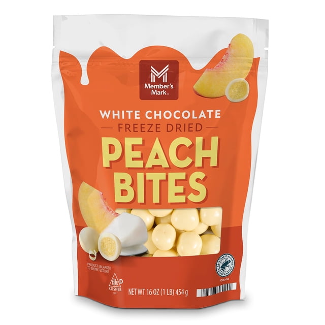 Member's Mark White Chocolate Freeze Dried Peaches and Crème Bites, 16 oz.