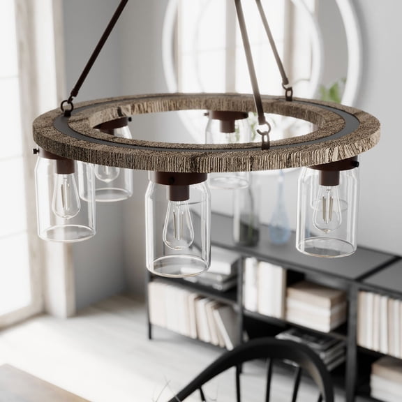 Hunter Devon Park with Clear Glass Chandelier Ceiling Light Fixture