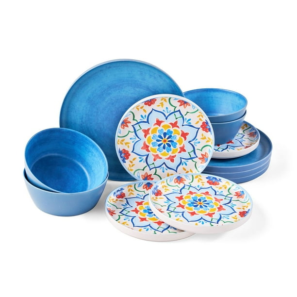 Member's Mark Bamboo Melamine 12-Piece Dinnerware Set, Choose
