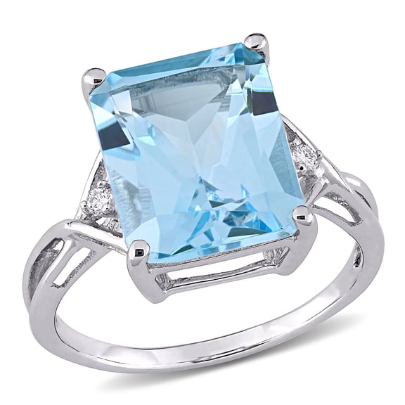 Emerald Cut Gemstone Ring in Sterling Silver