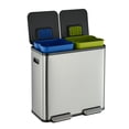 thumbnail image 2 of Simpli-Magic 80 Liter / 21 Gallon Dual Compartment Step Trash Can with Soft-Close Lid, Hands-Free Foot Pedal, Built-In Odor Filter, Silver Recycling Bin (40L plus 40L), 2 of 9