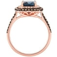 thumbnail image 3 of Cushion Cut Treated London Blue Topaz Double Halo Ring in 14K Gold, 3 of 7