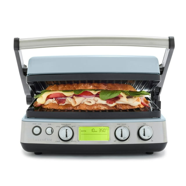 GreenPan Elite 7-in-1 Multi-Function Contact Grill & Griddle, Ceramic Nonstick, Grill & Waffle Plates (Choose Color)