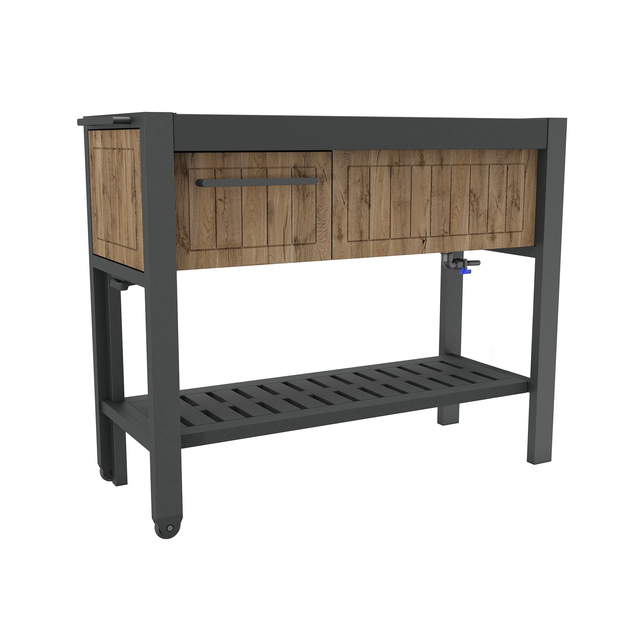 Keter Extendable Resin Outdoor Party Table Bar Cart, Pine