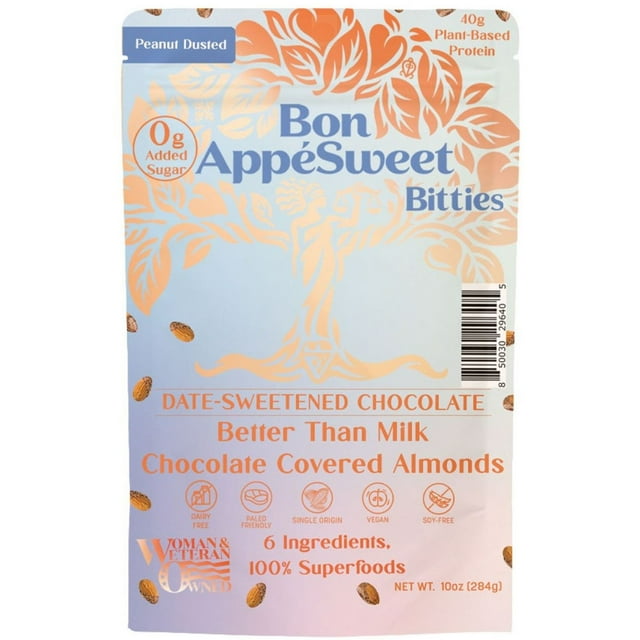 Bon AppeSweet Bitties Chocolate Covered Almonds With Peanut Dust, 10 oz.