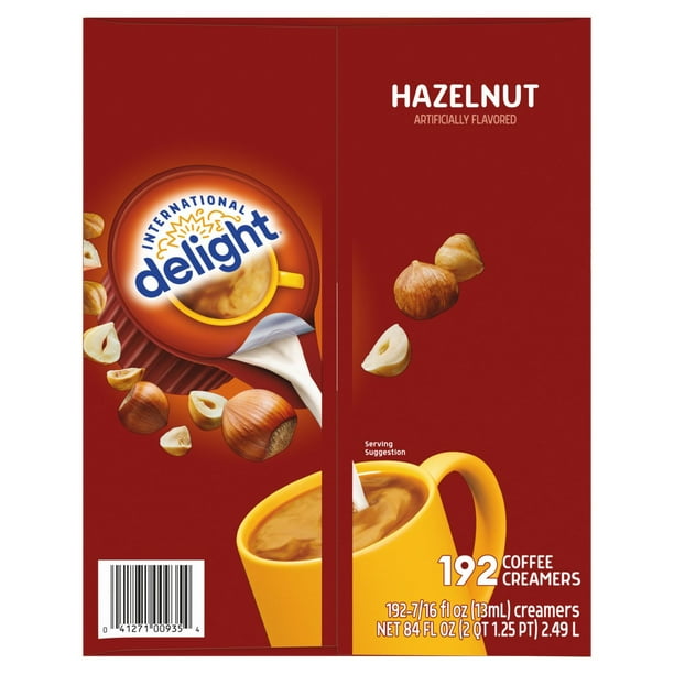 ミルク International Delight Hazelnut Coffee Creamer Singles, 192 ct
