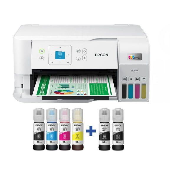 Epson EcoTank ET-2840 Special Edition All-in-One Inkjet Printer, 2 Bonus Black Ink Bottles