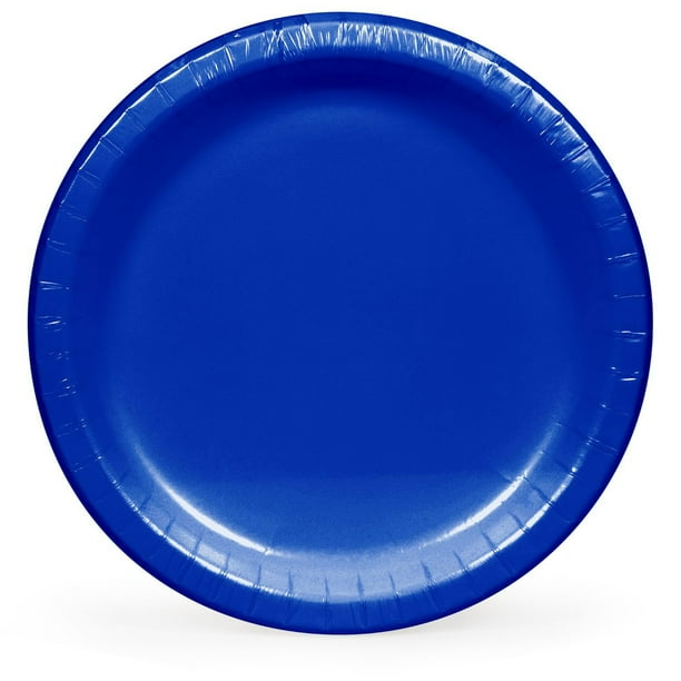 Unique Blue Glitz Paper Cake Plates - 8 Count, 7 Inch, Confetti Design, Disposable Party Plates