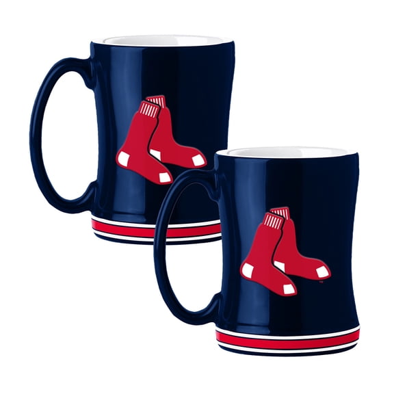 Logo Brands Boston Red Sox 14oz Relief Mug Set