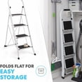 thumbnail image 3 of Simpli-Magic 4-Step Folding Ladder, White, ANSI Type III Certified, Lightweight Steel Step Stool with Extra-Wide Anti-Slip Steps and Locking Mechanism for Home, Office, Kitchen, Garage, 3 of 5