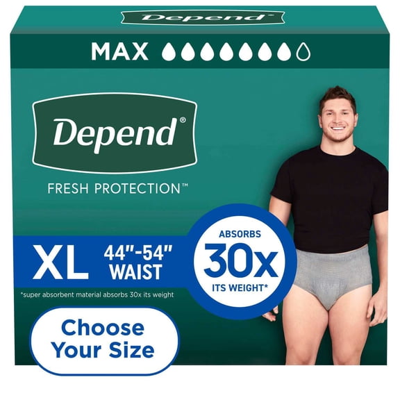 Depend Fresh Protection Incontinence Underwear for Men, Choose Size