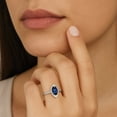 thumbnail image 4 of Marquise Cut Gemstone & .20 CT TW Diamond Ring in Sterling Silver, 4 of 5