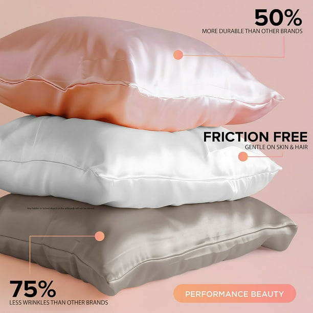 Discover NIGHT Satin Beauty Pillowcase, Metal, Queen:- Grey, Queen