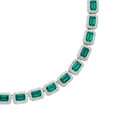 thumbnail image 2 of Emerald Cut Lab Created Gemstone Halo Tennis Necklace in Sterling Silver, 2 of 3