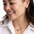 thumbnail image 5 of Emerald Cut Lab Created Gemstone & 0.11 CT. T.W. Diamond Stud Earrings in Sterling Silver, 5 of 5