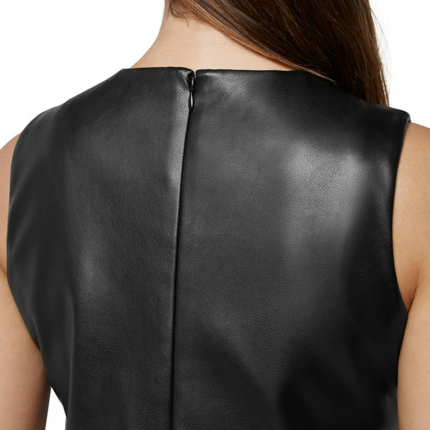 knee length dresses for ladies Black Vegan Leather Mini Dress