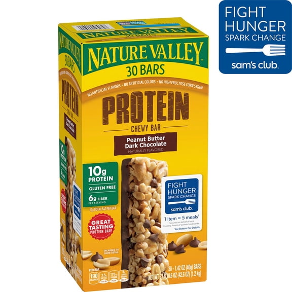 Nature Valley Peanut Butter Dark Chocolate Protein Chewy Bars, 30 ct.