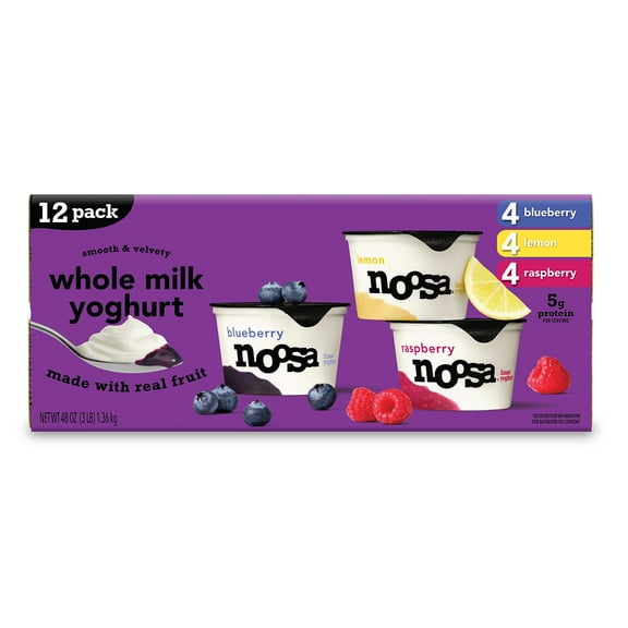 Noosa Whole Milk Yogurt with Fruit on the Bottom Variety Pack, 4 oz., 12 ct.