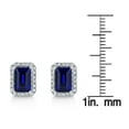 thumbnail image 4 of Emerald Cut Lab Created Gemstone & 0.11 CT. T.W. Diamond Stud Earrings in Sterling Silver, 4 of 5