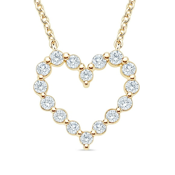 0.23 CT. T.W. Round Cut Heart Shaped Diamond Pendant Necklace in 14K Gold