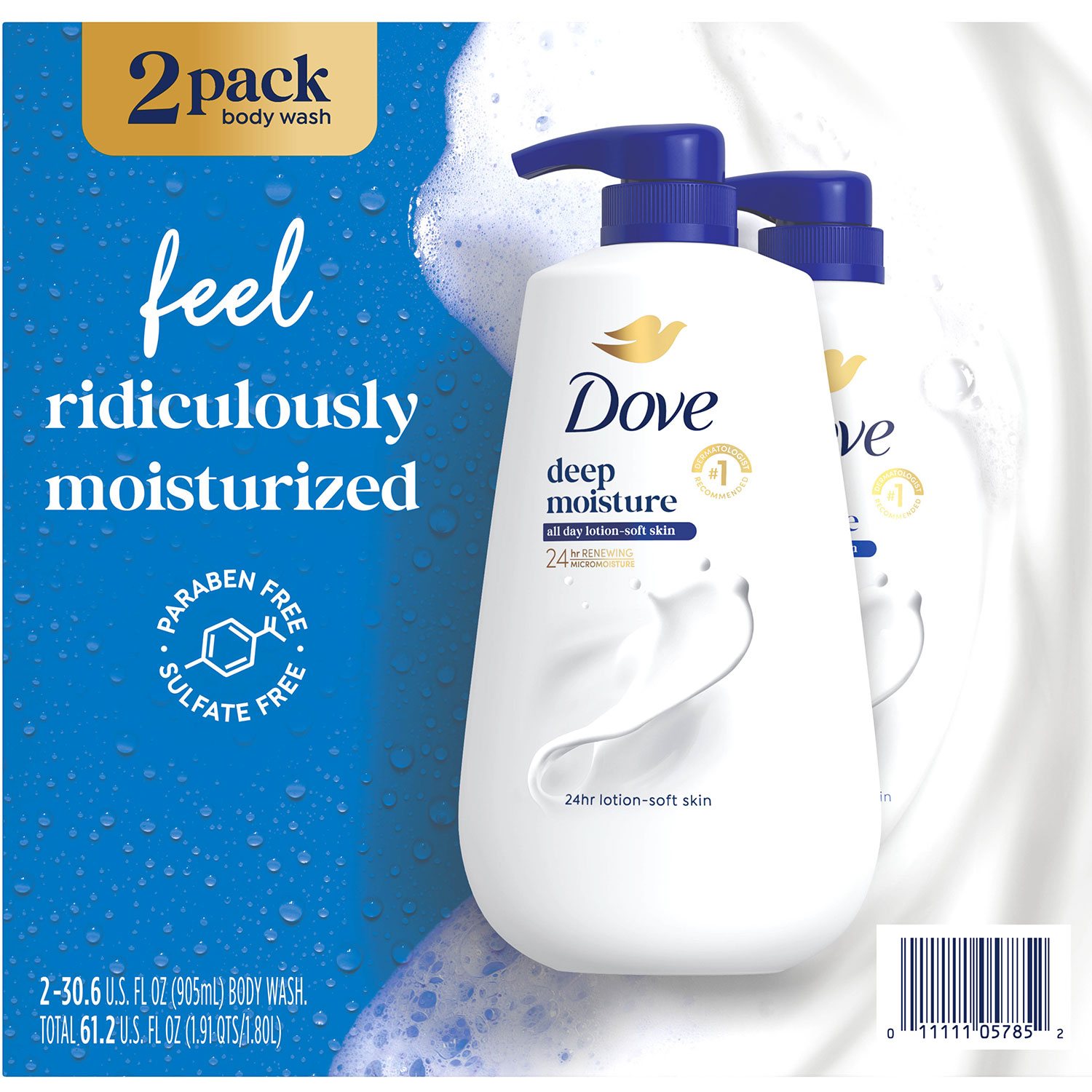 Dove Deep Moisture Body Wash With Pump 30 6 Fl Oz 2 Ct Samsclub
