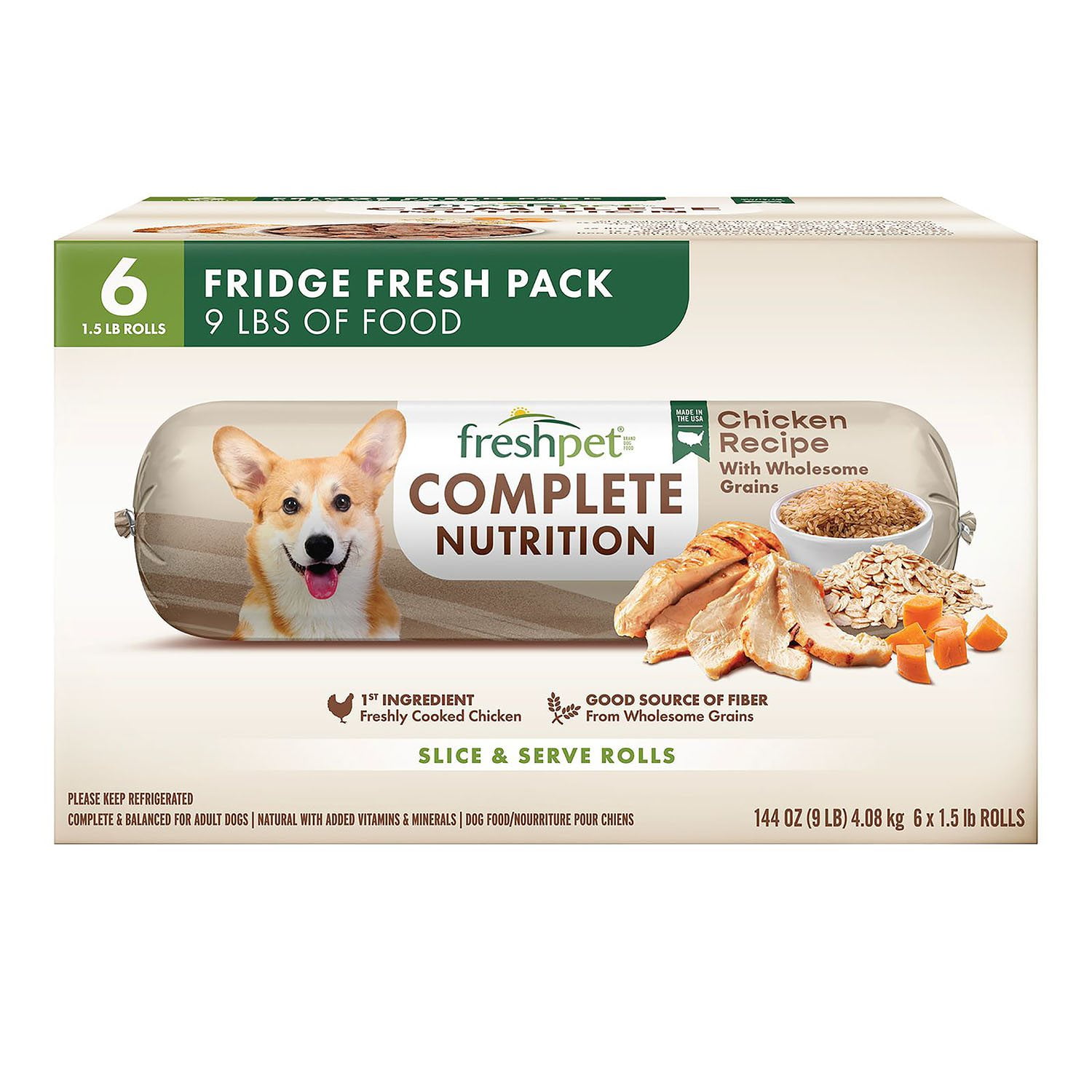 Freshpet Complete Nutrition Chicken Recipe Fresh Dog Food, lb