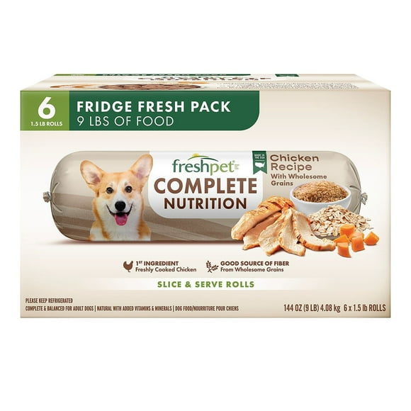 Freshpet Complete Nutrition Chicken Recipe Fresh Dog Food, 1.5 lb Rolls, 6 ct.