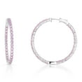 thumbnail image 3 of Lab Created Gemstone Huggie Hoop Earrings in Sterling Silver, 3 of 6