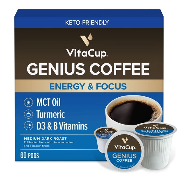 VitaCup Medium-Dark Roast Single Serve Coffee Pods, Genius Blend 60 ct.