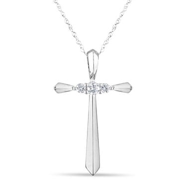 0.13 CT. T.W. Diamond Cross Pendant Necklace 14K Gold
