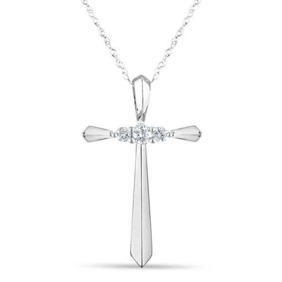 0.13 CT. T.W. Diamond Cross Pendant Necklace 14K Gold