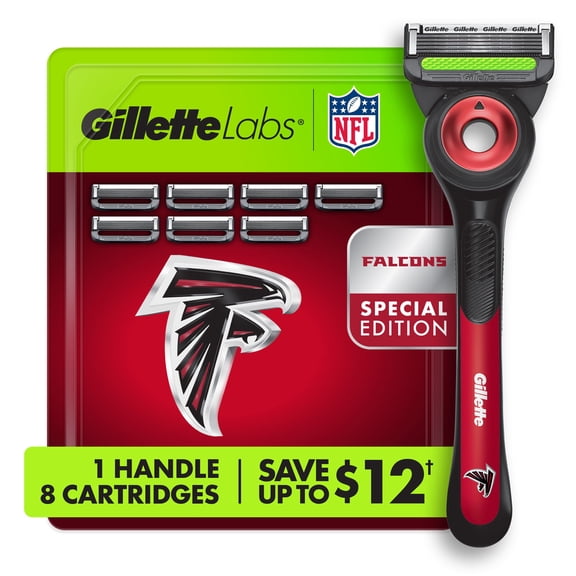 Gillette Labs Official Falcons Licensed Men's Razor, Handle + 8 Cartridges