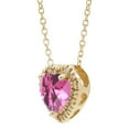 thumbnail image 2 of Lab Created Gemstone & Diamond Accent Heart Pendant Necklace in 14K Gold, 2 of 4