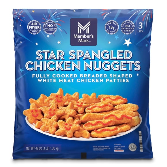 Member's Mark Fully Cooked Star Spangled Chicken Nuggets, Frozen, 3 lbs.