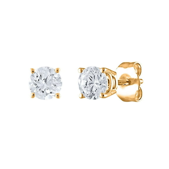 0.72 CT. T.W. Round Cut Solitaire Diamond Stud Earrings in 14K Gold