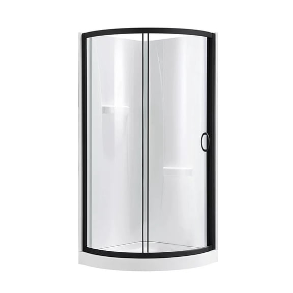 Breeze 34” x 34” x 77” Corner Shower Kit with Clear Glass, Walls, Base and Hardware