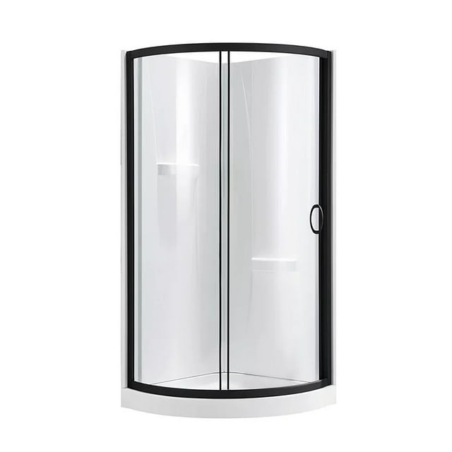 Breeze 34” x 34” x 77” Corner Shower Kit with Clear Glass, Walls, Base and Hardware