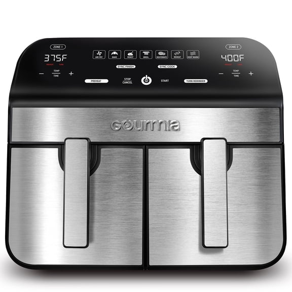 Gourmia 10-Quart Dual Basket Digital Air Fryer with Sync Finish and Sync Cook