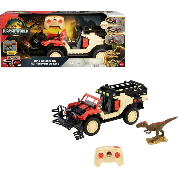 Matchbox RC Jurassic World Dino Catcher Remote-Control Toy Truck with Dinosaur Figure