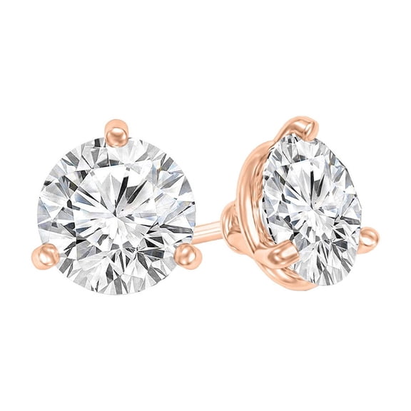 Round Cut Diamond Martini Set Stud Earrings in 14K Gold